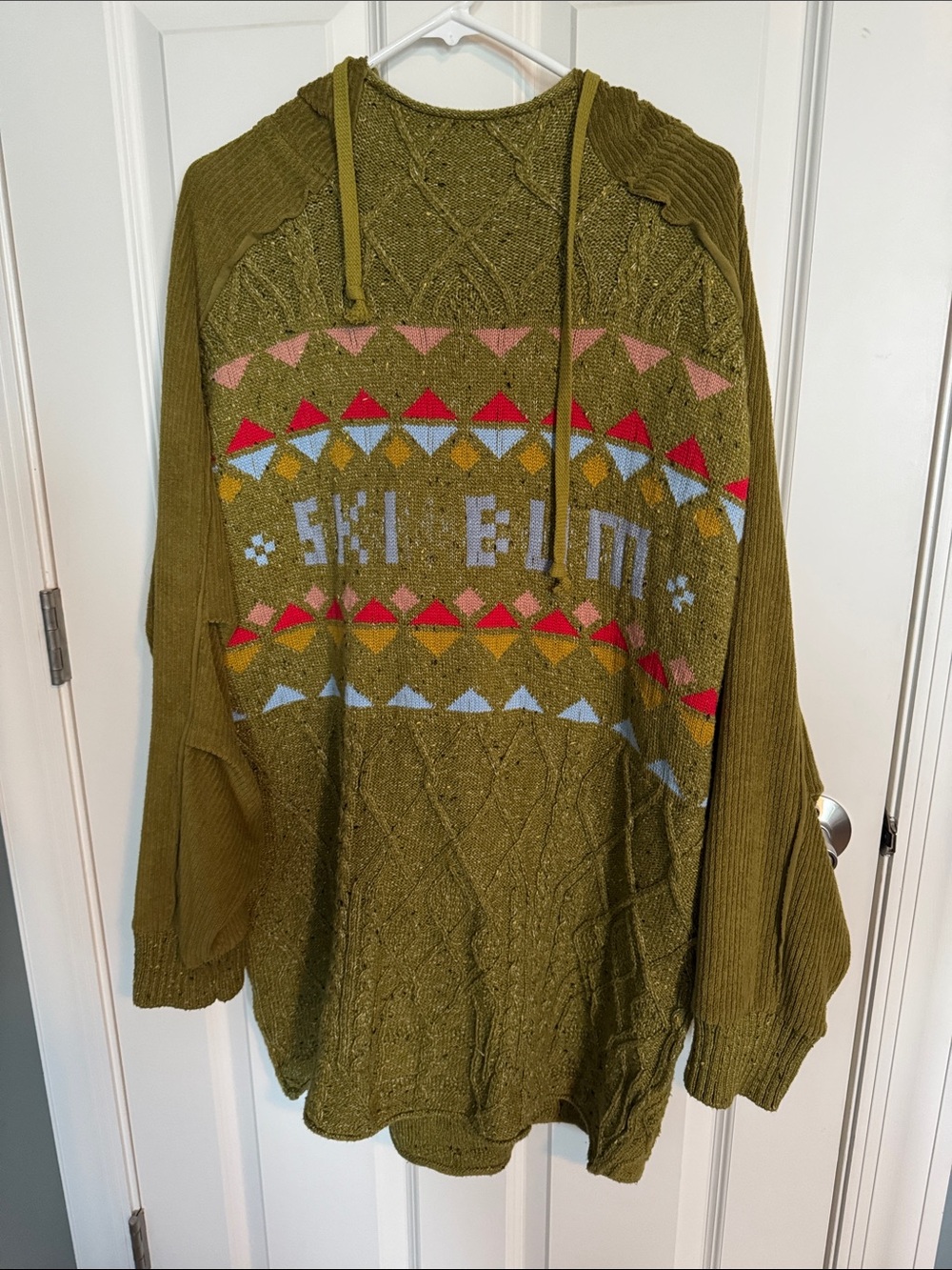 Free People Olive Green Ski Bum Hooded Sweater NWOT - Picture 5 of 8